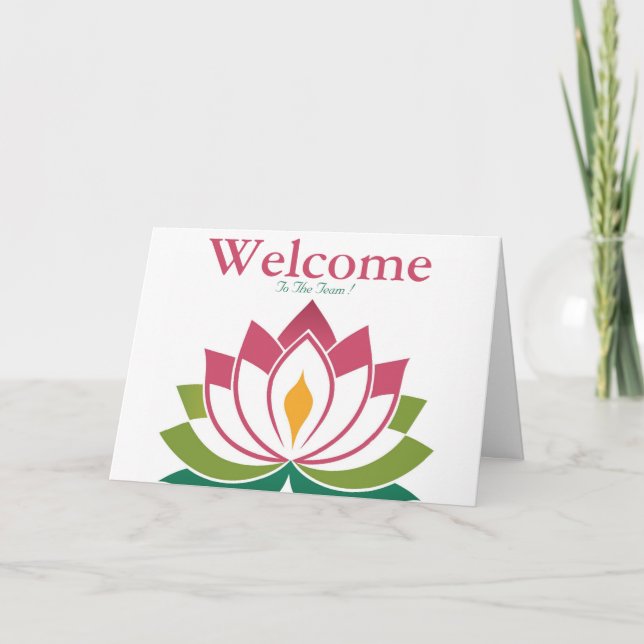 White Minimal Lotus Welcome Wishing Card (Front)