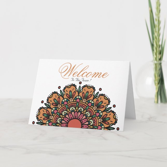 White Minimal Lotus Welcome Wishing Card (Front)
