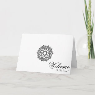 White Minimal Mandala Art Welcome Wishing Card