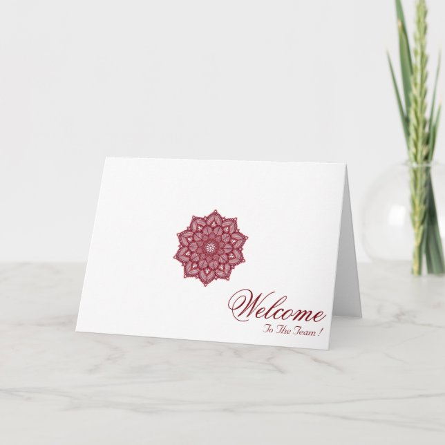 White Minimal Mandala Art Welcome Wishing Card (Front)
