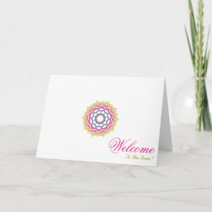 White Minimal Mandala Art Welcome Wishing Card
