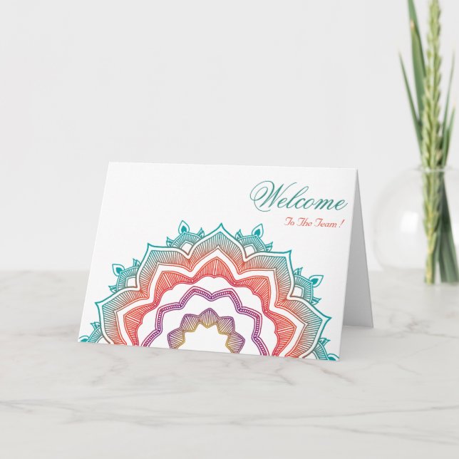 White Minimal Mandala Welcome Wishing Card (Front)