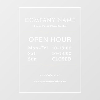 White Minimal Open Hours Biz door sign