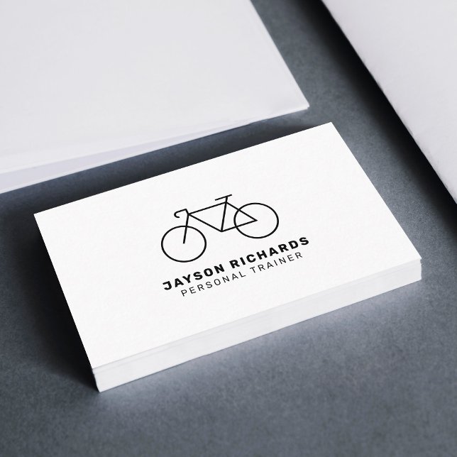 White Minimal Personal Trainer Cycling Instruction Business Card (Creator Uploaded)