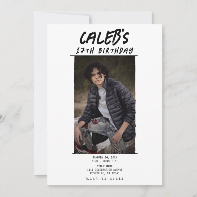 White Minimal Photography Photo Birthday Party Invitation (Front)