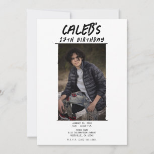 White Minimal Photography Photo Birthday Party Invitation