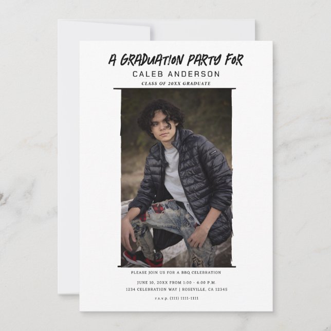 White Minimal Photography Photo Graduation Party Invitation (Front)
