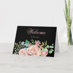 White Minimal Purple Daisy Welcome Wishing Card