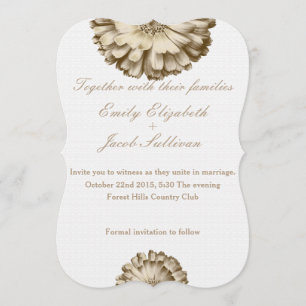 White Minimal with Gold Daisy Inspired Wedding Save The Date