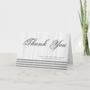 White Minimal with Grey Stripes Thank You Card