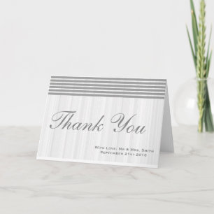 White Minimal with Grey Stripes Thank You Card
