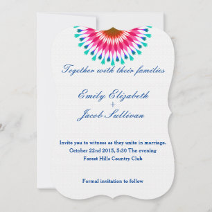 White Minimal with Pink Lotus Inspired Wedding Save The Date