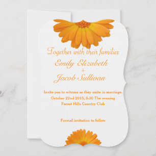 White Minimal with Yellow Daisy Inspired Wedding Save The Date