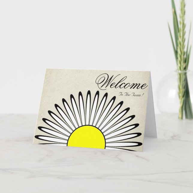 White Minimal Yellow Daisy Welcome Wishing Card (Front)