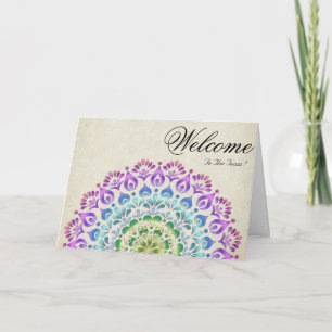 White Minimal Yellow Daisy Welcome Wishing Card