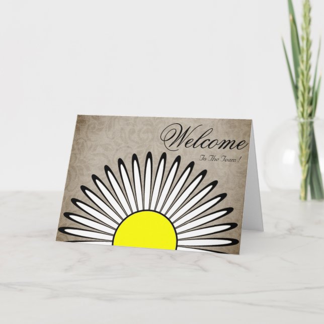White Minimal Yellow Daisy Welcome Wishing Card (Front)