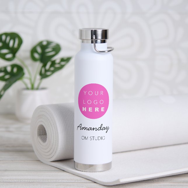 White Minimalism Name Custom SPA Beauty Makeup  Water Bottle (Yoga)