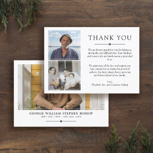 White Minimalist 3 Photos Sympathy Thank You