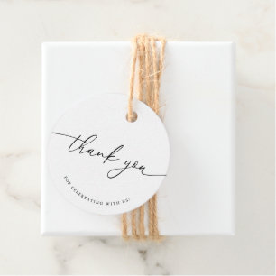White Minimalist Calligraphy Wedding Thank You Favour Tags