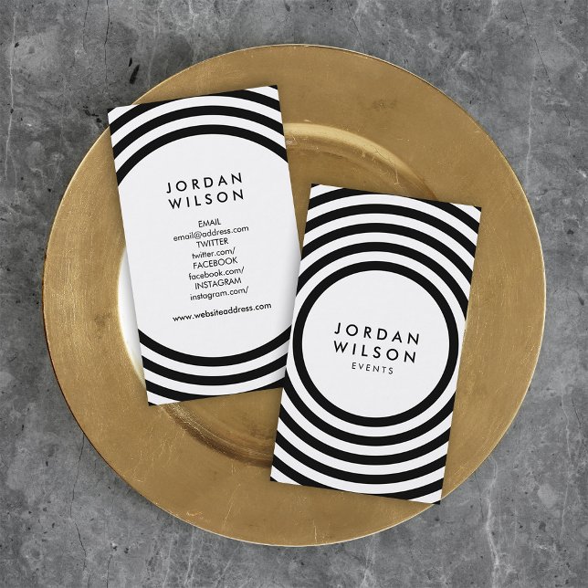 White Minimalist Circles Geometric Social Media Business Card (Creator Uploaded)