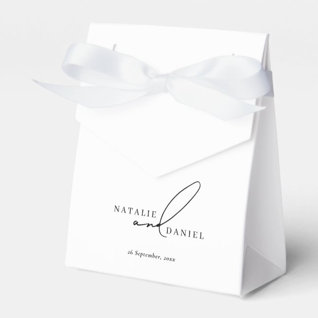 White Minimalist Classic Chic Wedding Favour Box (Front Side)