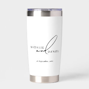 White Minimalist & Classic Wedding Gift Insulated Tumbler