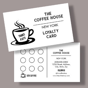 White Minimalist   Coffee Shop Loyalty Card