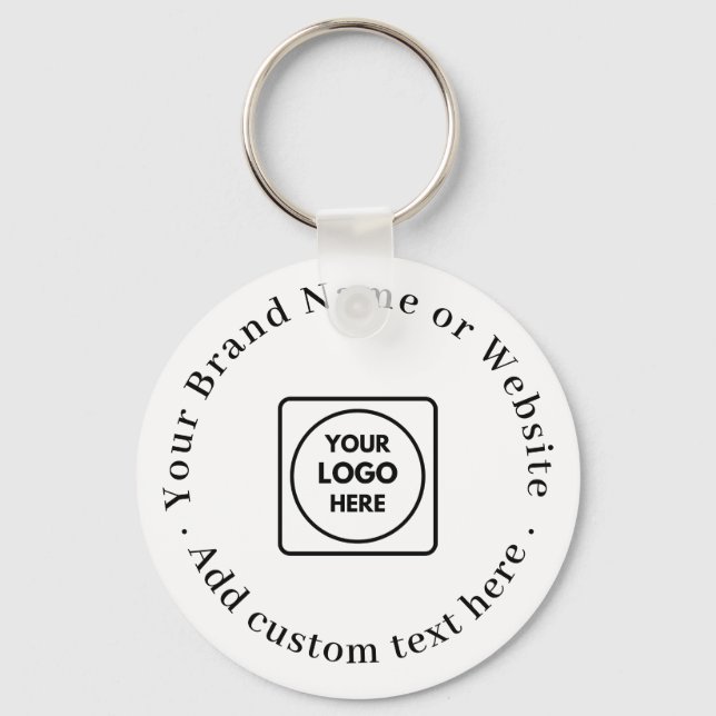 White Minimalist | Custom Business Logo  Key Ring (Front)