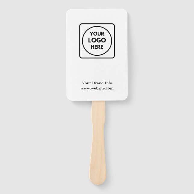 White Minimalist | Custom Clean Simple Logo Design Hand Fan (Front)