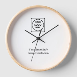 White Minimalist   Custom Professional Business  Clock