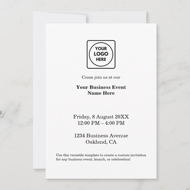White Minimalist Design | Clean Custom Business  Invitation (Front)