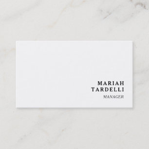 White Minimalist Elegant Chic Plain Business Card