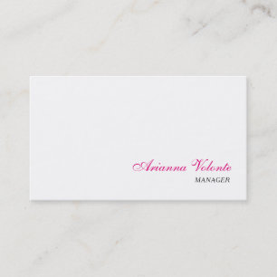 White Minimalist Elegant Chic Plain Feminine Business Card