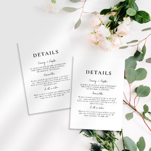 White Minimalist Elegant Wedding Details Enclosure Card