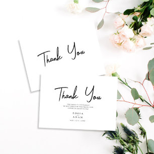 White Minimalist Elegant Wedding Thank You Card