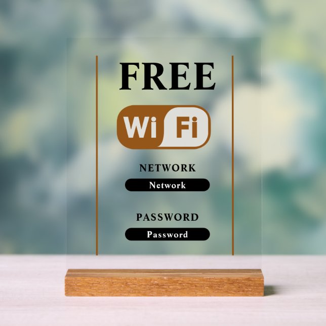 White Minimalist Free Wifi Metal Acrylic Sign (Neutral)