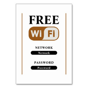 White Minimalist Free Wifi Metal Table Card