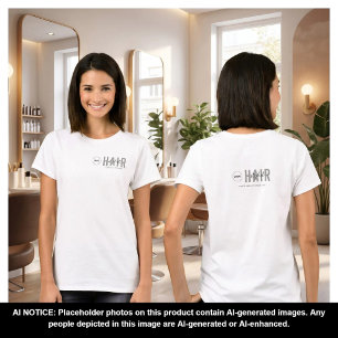 White Minimalist Hair Stylist Logo Employee Staff T-Shirt