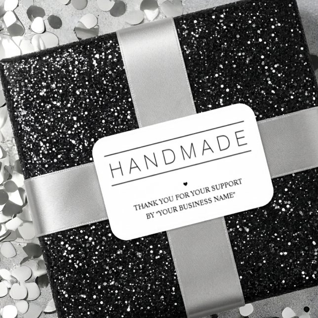 White Minimalist Handmade Artisan Gratitude  (Artisan Gratitude: White Minimalist Sticker for Small Handmade Businesses.)