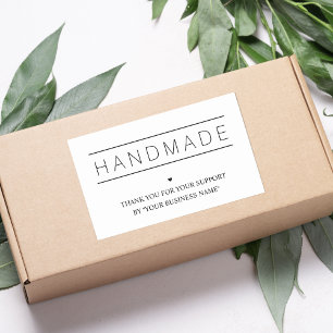 White Minimalist Handmade Artisan Gratitude Rectangular Sticker