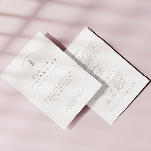 White Minimalist In Loving Memory Funeral Program Programme