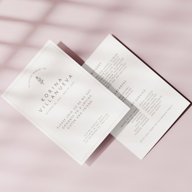 White Minimalist In Loving Memory Funeral Program Programme (Creator Uploaded)