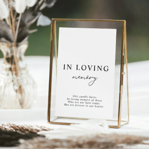 White Minimalist In Loving Memory Wedding Sign  Invitation