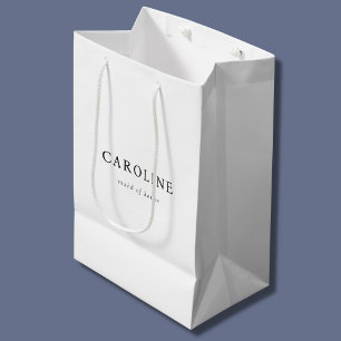White Minimalist Maid Of Honour Chic Medium Gift Bag