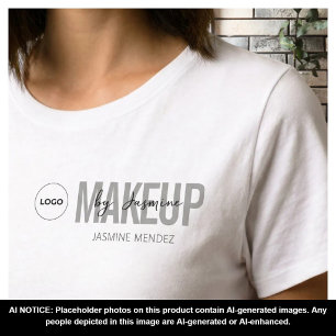 White Minimalist Makeup Artis Logo Employee Staff T-Shirt