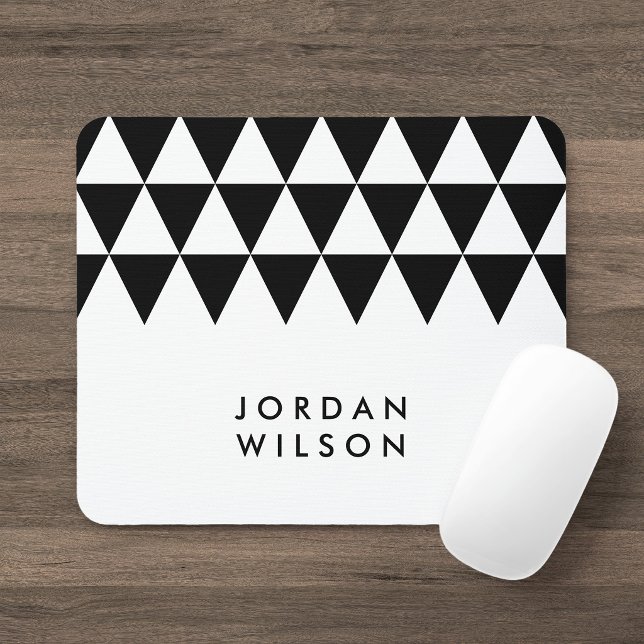 White Minimalist Modern Black Triangle Pattern Mouse Mat (Creator Uploaded)