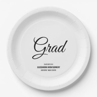 White Minimalist Modern Graduation Party Paper Plate