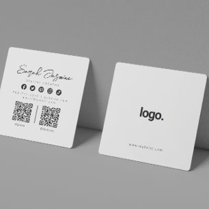 White Minimalist Modern Influencer Scannable Square Business Card