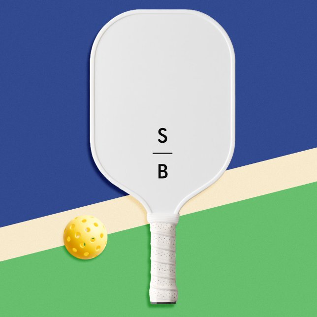 White Minimalist Modern Monogram Pickleball Paddle (Creator Uploaded)