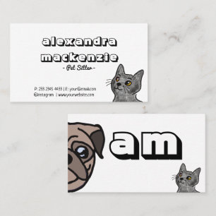 White Minimalist Pet Sitter Cat And Dog Pet Care Business Card